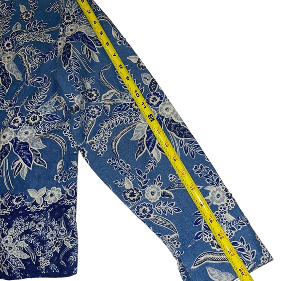 Coldwater Creek Women's Jacket Size S Petite Blue Floral Button Up Long Sleeves - Picture 5 of 12